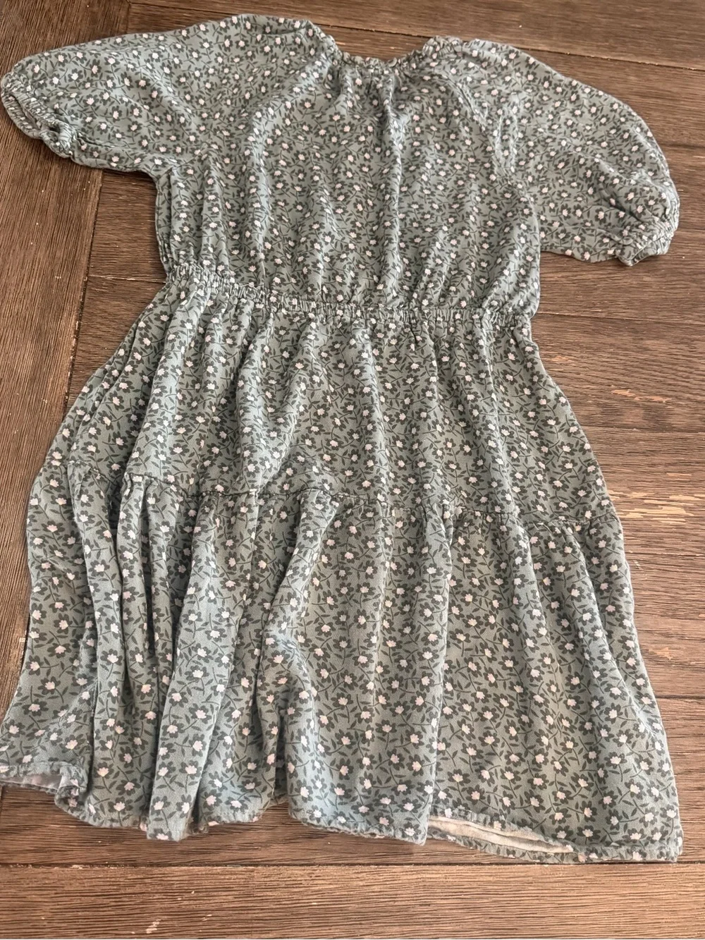 GAP Girls Sage Green Floral Tiered Dress